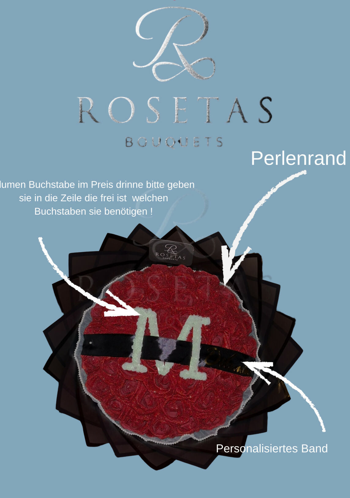 Rosenstrauß-50ROSEN- Mit Buchstabe