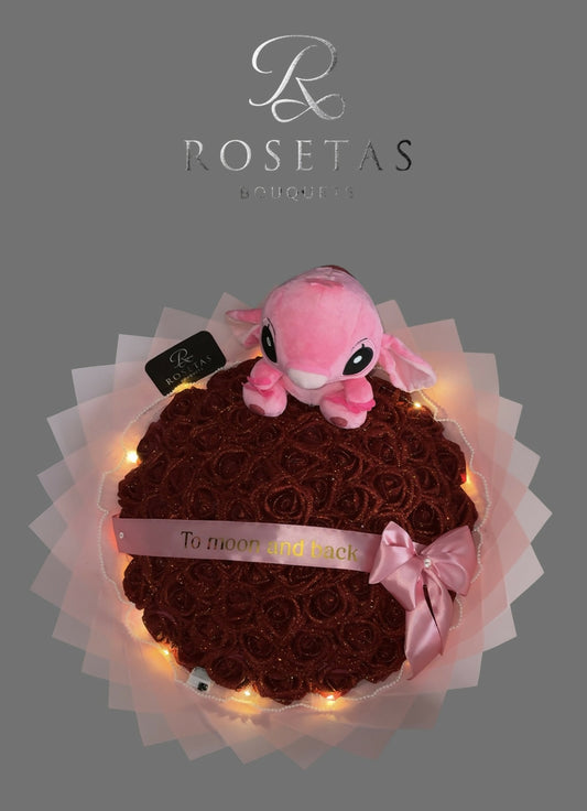 Pinke-Kuscheltier-Strauß (50Rosen)