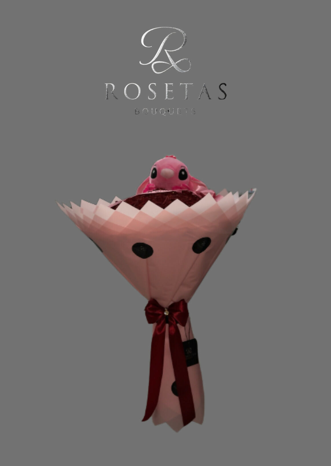 Pinke-Kuscheltier-Strauß (50Rosen)