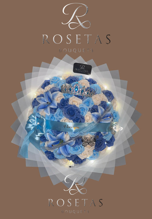 Bellbluelight-Bouquet (50Rosen)